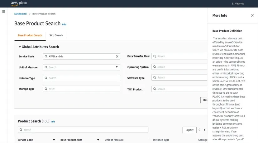 PLATO base product search