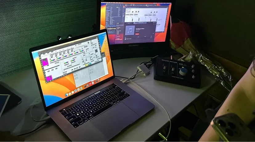 The laptop and audio interface that run the installation